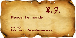 Mencs Fernanda névjegykártya